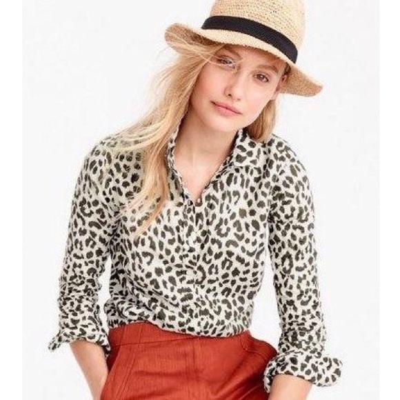 J. Crew Tops - J. Crew Leopard Print Perfect Shirt